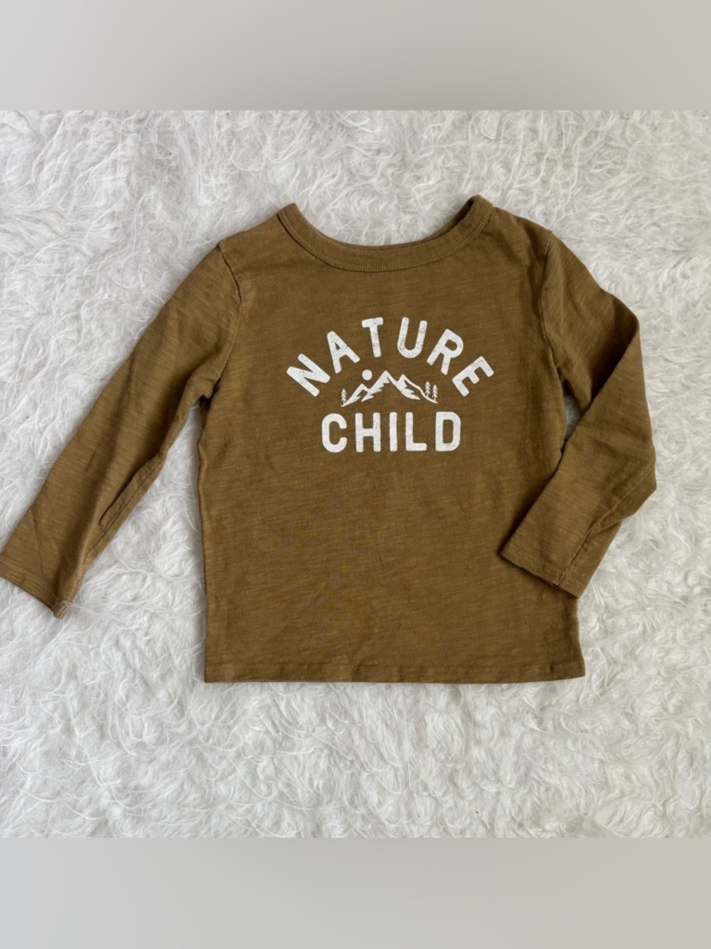 Little Co Organic Cotton Toddler Boy ‘Nature Child’ Neutral Long Sleeve Tee